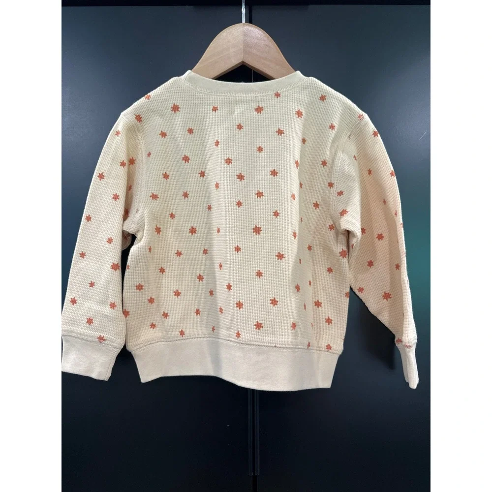 Polished Prints NEWKids Printed Waffle Pullover Sand Star Organic Cotton 2T